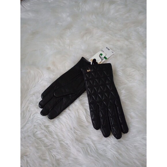 Women's NWT Michael Kors Black Quilted Leather Casual Gloves - Picture 1 of 6